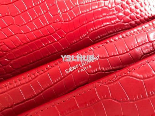 Replica YSL Saint Laurent Medium Sunset Monogram red crocodile embosse 7