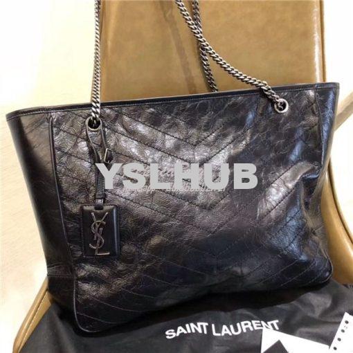 Replica YSL Saint Laurent Niki Large Black Vintage Leather Shopping Ba 2