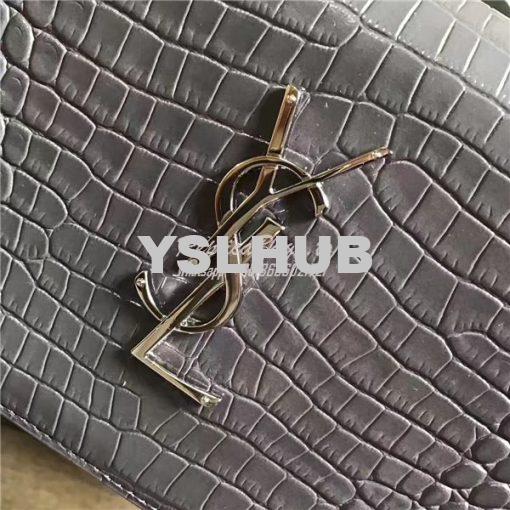 Replica YSL Monogram Saint Laurent Chain Wallet In Grey Crocodile Embo 4