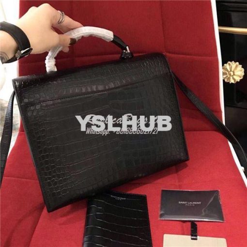 Replica YSL Saint Laurent Babylone Top Handle Bag In Black Crocodile E 6