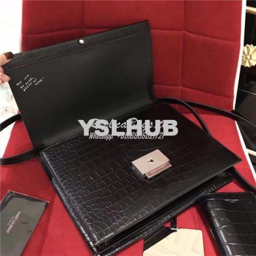 Replica YSL Saint Laurent Babylone Top Handle Bag In Black Crocodile E 10