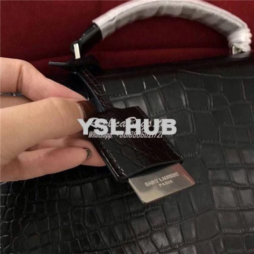 Replica YSL Saint Laurent Babylone Top Handle Bag In Black Crocodile E 15