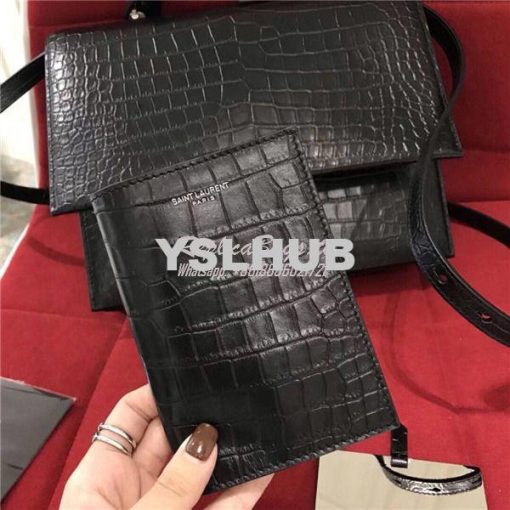 Replica YSL Saint Laurent Babylone Top Handle Bag In Black Crocodile E 16