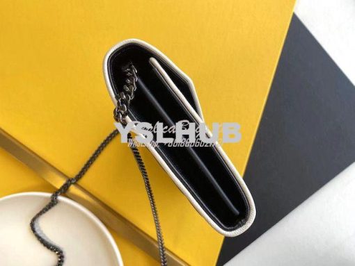 Replica YSL Saint Laurent Monogram Gold Chain Wallet Black White 5