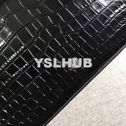 Replica YSL Monogram Saint Laurent Chain Wallet In Black Crocodile Emb 8