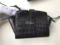 Replica YSL Yves Saint Laurent Toy Cabas Bag in Black Crocodile Emboss 2