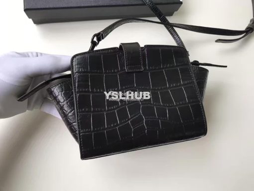 Replica YSL Yves Saint Laurent Toy Cabas Bag in Black Crocodile Emboss 3