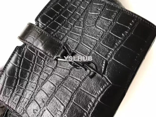 Replica YSL Yves Saint Laurent Toy Cabas Bag in Black Crocodile Emboss 4