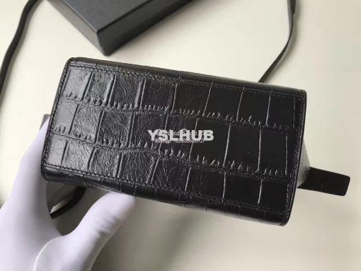 Replica YSL Yves Saint Laurent Toy Cabas Bag in Black Crocodile Emboss 6