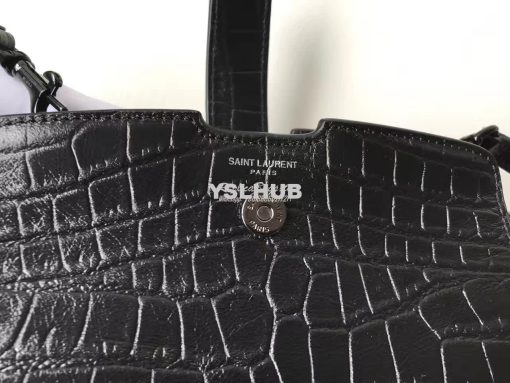 Replica YSL Yves Saint Laurent Toy Cabas Bag in Black Crocodile Emboss 8