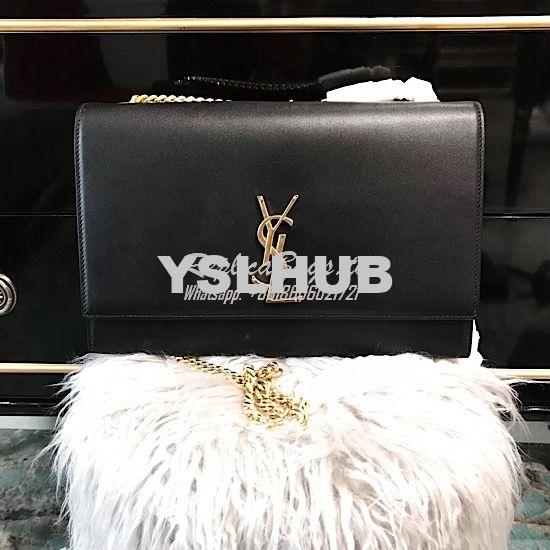 Replica YSL Saint Laurent Large Kate Chain Bag In Black Smooth Leather