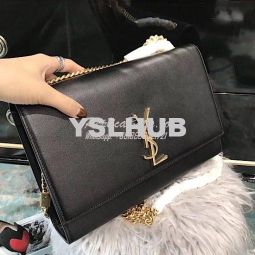 Replica YSL Saint Laurent Large Kate Chain Bag In Black Smooth Leather 3