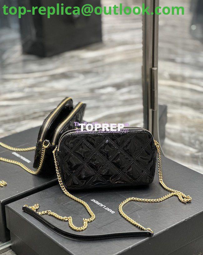 Replica Saint Laurent YSL Becky Double-Zip Pouch in Quilted Lambskin 608941 Black Patent 11 Replica Saint Laurent YSL Becky Double-Zip Pouch in Quilted Lambskin 608941 Black Patent 11