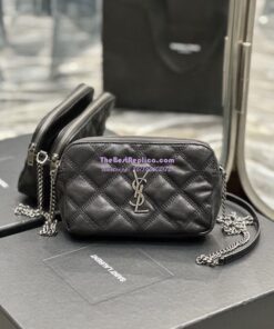 Replica Saint Laurent YSL Becky Double-Zip Pouch in Quilted Lambskin 608941 Black with Silver Replica Saint Laurent YSL Becky Double-Zip Pouch in Quilted Lambskin 608941 Black with Silver