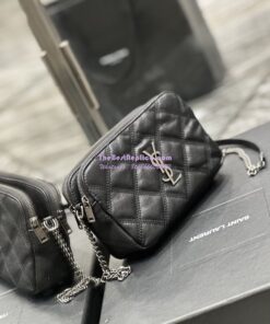 Replica Saint Laurent YSL Becky Double-Zip Pouch in Quilted Lambskin 608941 Black with Silver 2 Replica Saint Laurent YSL Becky Double-Zip Pouch in Quilted Lambskin 608941 Black with Silver 2