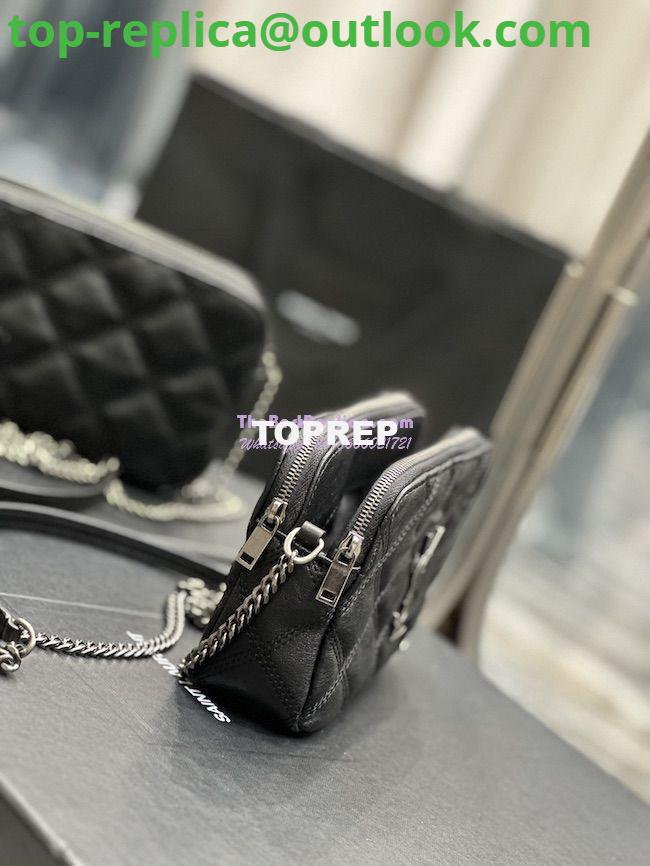 Replica Saint Laurent YSL Becky Double-Zip Pouch in Quilted Lambskin 608941 Black with Silver 6 Replica Saint Laurent YSL Becky Double-Zip Pouch in Quilted Lambskin 608941 Black with Silver 6