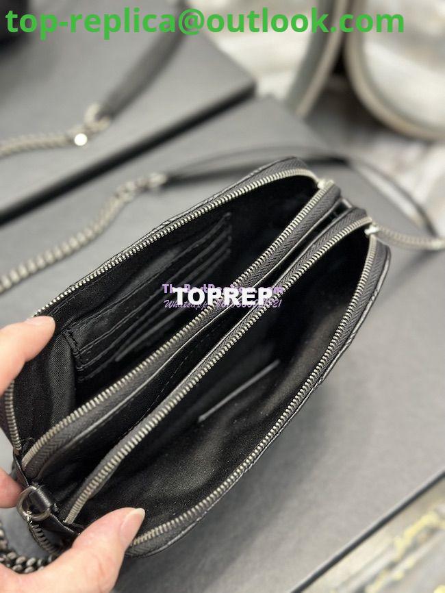 Replica Saint Laurent YSL Becky Double-Zip Pouch in Quilted Lambskin 608941 Black with Silver 8 Replica Saint Laurent YSL Becky Double-Zip Pouch in Quilted Lambskin 608941 Black with Silver 8