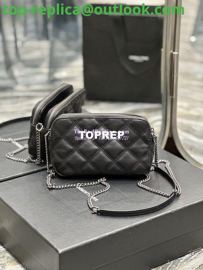 Replica Saint Laurent YSL Becky Double-Zip Pouch in Quilted Lambskin 608941 Black with Silver 12 Replica Saint Laurent YSL Becky Double-Zip Pouch in Quilted Lambskin 608941 Black with Silver 12