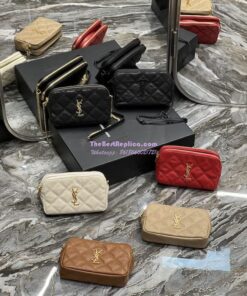 Replica Saint Laurent YSL Becky Double-Zip Pouch in Quilted Lambskin 608941 Beige Replica Saint Laurent YSL Becky Double-Zip Pouch in Quilted Lambskin 608941 Beige