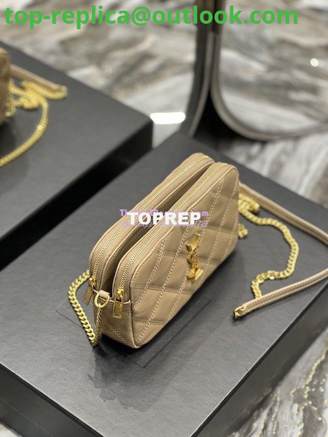 Replica Saint Laurent YSL Becky Double-Zip Pouch in Quilted Lambskin 608941 Beige 5 Replica Saint Laurent YSL Becky Double-Zip Pouch in Quilted Lambskin 608941 Beige 5