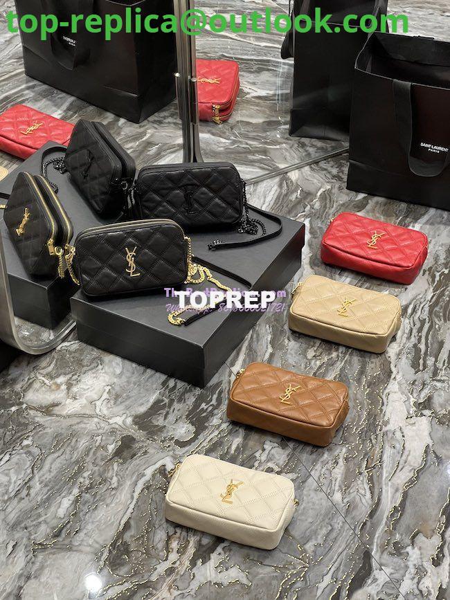 Replica Saint Laurent YSL Becky Double-Zip Pouch in Quilted Lambskin 608941 Caramel Replica Saint Laurent YSL Becky Double-Zip Pouch in Quilted Lambskin 608941 Caramel