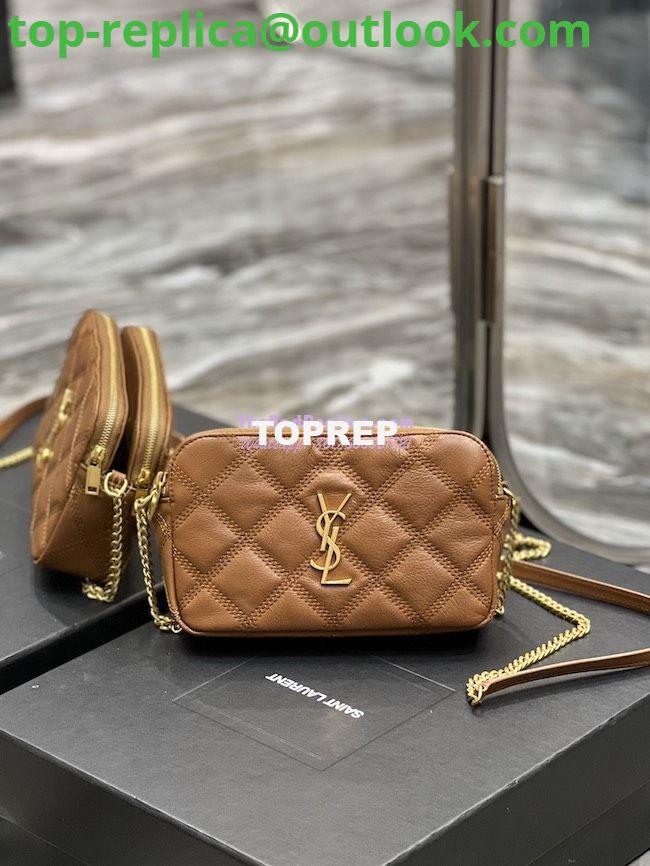 Replica Saint Laurent YSL Becky Double-Zip Pouch in Quilted Lambskin 608941 Caramel 2 Replica Saint Laurent YSL Becky Double-Zip Pouch in Quilted Lambskin 608941 Caramel 2