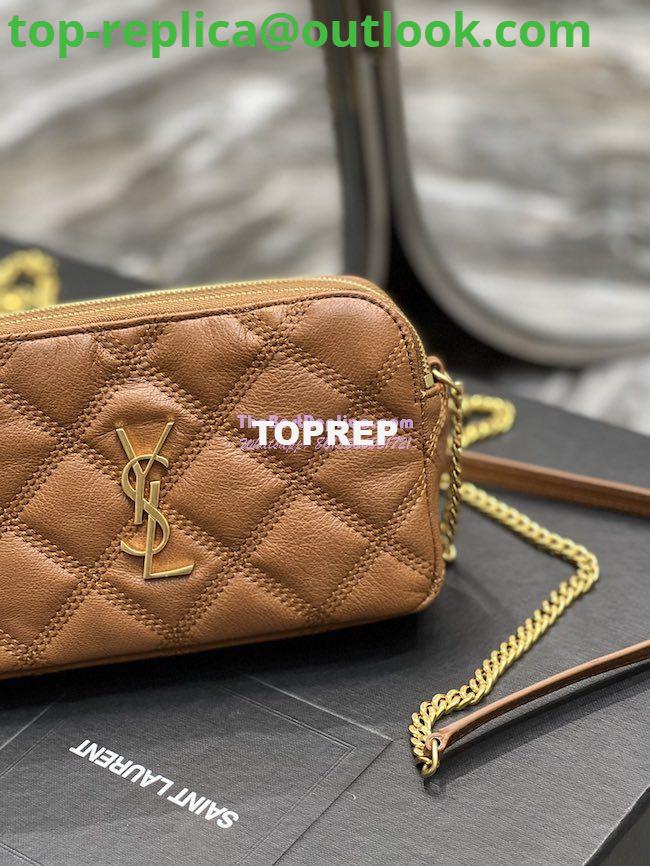 Replica Saint Laurent YSL Becky Double-Zip Pouch in Quilted Lambskin 608941 Caramel 6 Replica Saint Laurent YSL Becky Double-Zip Pouch in Quilted Lambskin 608941 Caramel 6