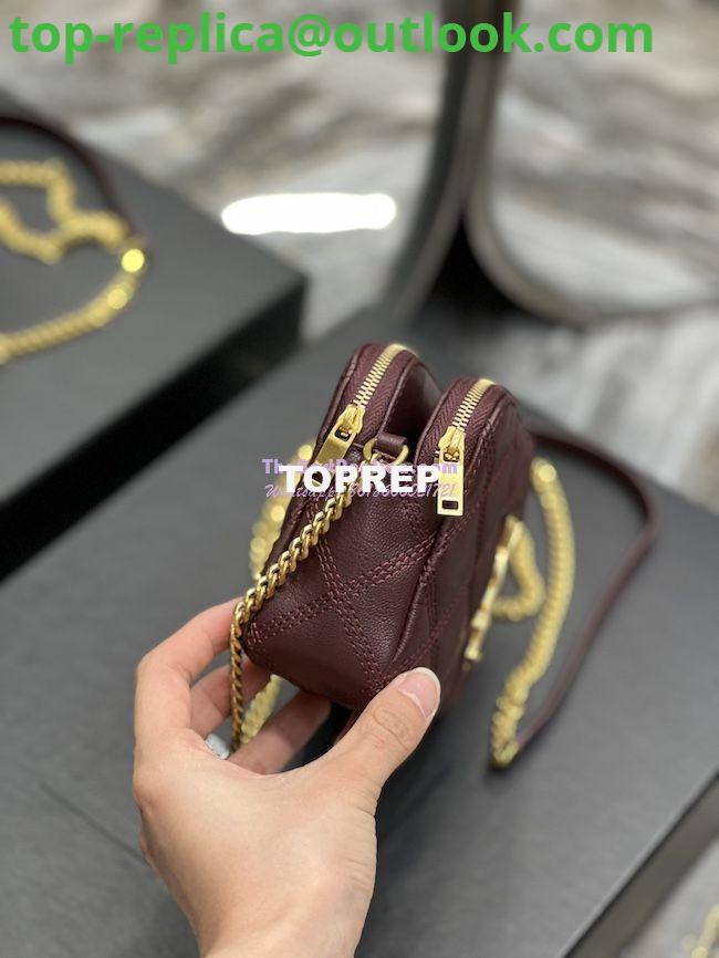 Replica Saint Laurent YSL Becky Double-Zip Pouch in Quilted Lambskin 608941 Wine 5 Replica Saint Laurent YSL Becky Double-Zip Pouch in Quilted Lambskin 608941 Wine 5