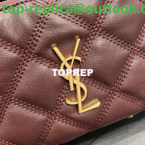 Replica Saint Laurent YSL Becky Double-Zip Pouch in Quilted Lambskin 608941 Wine 6