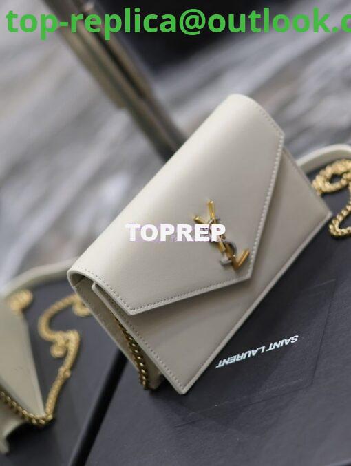 Replica YSL Saint Laurent Cassandre Envelope Chain Wallet In Smooth Leather 743050 Blanc 3