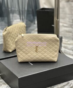 Replica YSL Saint Laurent Gaby Cosmetic Pouch In Quilted Leather 7339551 Beige Replica YSL Saint Laurent Gaby Cosmetic Pouch In Quilted Leather 7339551 Beige
