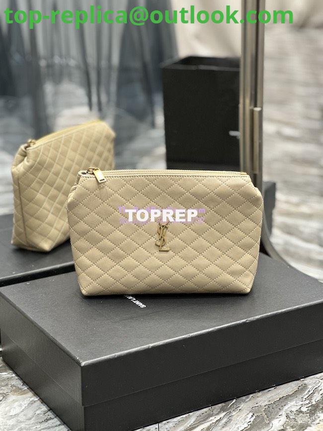 Replica YSL Saint Laurent Gaby Cosmetic Pouch In Quilted Leather 7339551 Beige Replica YSL Saint Laurent Gaby Cosmetic Pouch In Quilted Leather 7339551 Beige