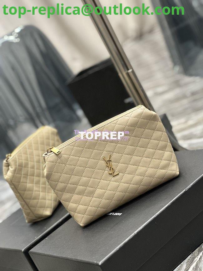 Replica YSL Saint Laurent Gaby Cosmetic Pouch In Quilted Leather 7339551 Beige 2 Replica YSL Saint Laurent Gaby Cosmetic Pouch In Quilted Leather 7339551 Beige 2