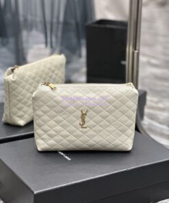 Replica YSL Saint Laurent Gaby Cosmetic Pouch In Quilted Leather 7339551 Blanc