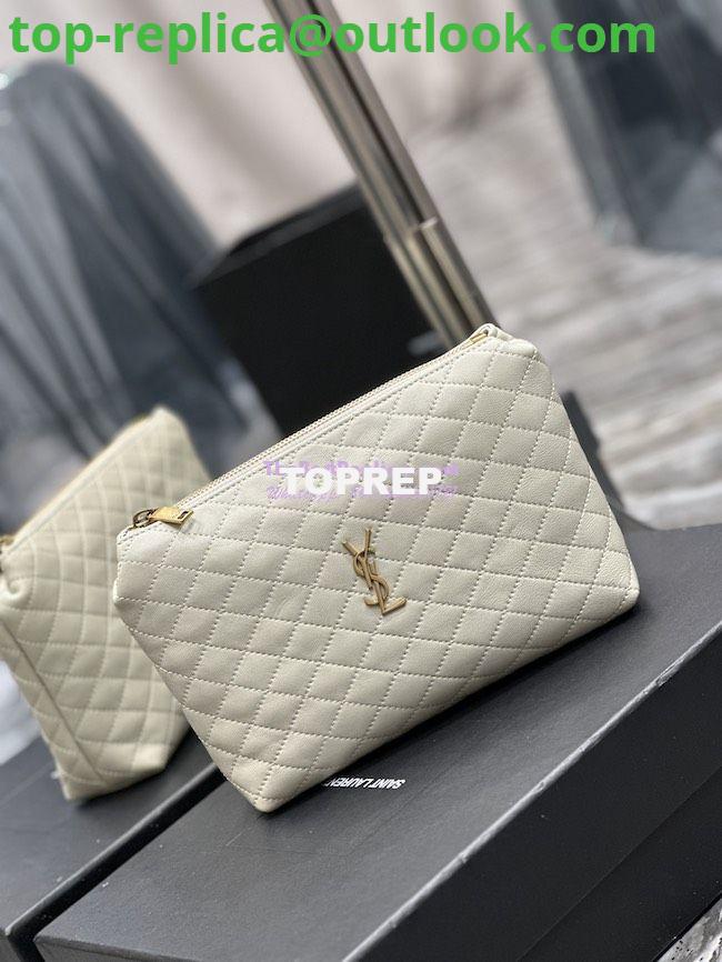 Replica YSL Saint Laurent Gaby Cosmetic Pouch In Quilted Leather 7339551 Blanc 2 Replica YSL Saint Laurent Gaby Cosmetic Pouch In Quilted Leather 7339551 Blanc 2