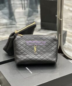 Replica YSL Saint Laurent Gaby Cosmetic Pouch In Quilted Leather 7339551 Black Replica YSL Saint Laurent Gaby Cosmetic Pouch In Quilted Leather 7339551 Black