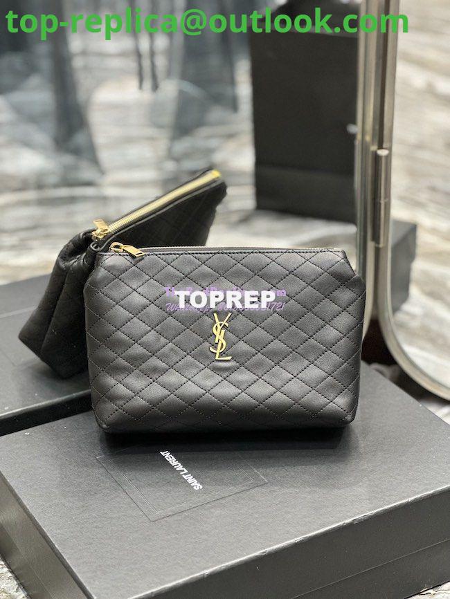 Replica YSL Saint Laurent Gaby Cosmetic Pouch In Quilted Leather 7339551 Black Replica YSL Saint Laurent Gaby Cosmetic Pouch In Quilted Leather 7339551 Black