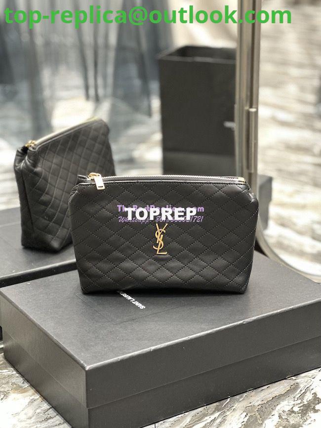 Replica YSL Saint Laurent Gaby Cosmetic Pouch In Quilted Leather 7339551 Black 2 Replica YSL Saint Laurent Gaby Cosmetic Pouch In Quilted Leather 7339551 Black 2