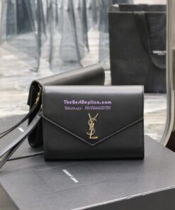 Replica YSL Saint Laurent Cassandre Flap Pouch In Smooth Leather 650858 Black 2