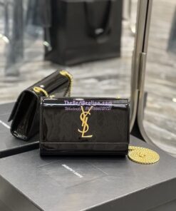 Replica YSL Saint Laurent Kate small chain bag in Patent Calfskin 469390 Black Replica YSL Saint Laurent Kate small chain bag in Patent Calfskin 469390 Black