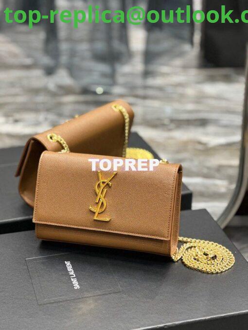 Replica YSL Saint Laurent Kate small chain bag in grain de poudre embossed leather 469390 Caramel 2