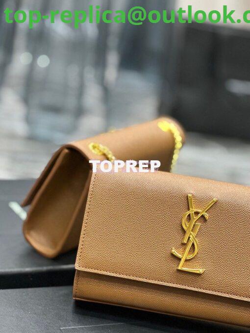 Replica YSL Saint Laurent Kate small chain bag in grain de poudre embossed leather 469390 Caramel 4