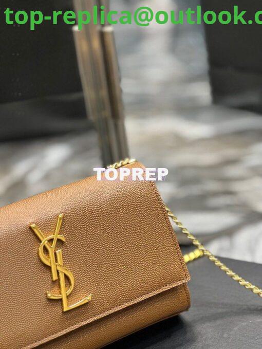 Replica YSL Saint Laurent Kate small chain bag in grain de poudre embossed leather 469390 Caramel 5