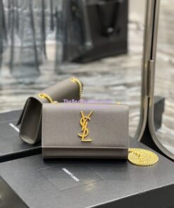 Replica YSL Saint Laurent Kate small chain bag in grain de poudre embossed leather 469390 Grey Replica YSL Saint Laurent Kate small chain bag in grain de poudre embossed leather 469390 Grey