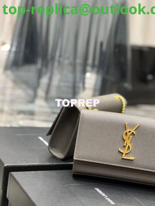 Replica YSL Saint Laurent Kate small chain bag in grain de poudre embossed leather 469390 Grey 5