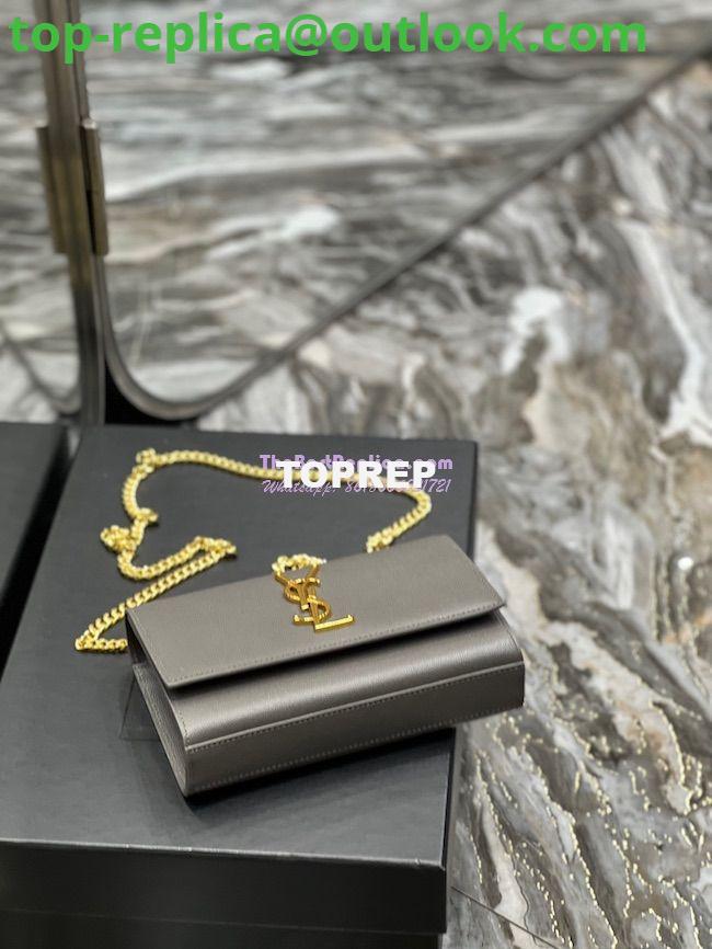 Replica YSL Saint Laurent Kate small chain bag in grain de poudre embossed leather 469390 Grey 10 Replica YSL Saint Laurent Kate small chain bag in grain de poudre embossed leather 469390 Grey 10