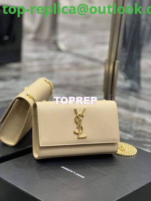 Replica YSL Saint Laurent Kate small chain bag in grain de poudre embossed leather 469390 Beige 3