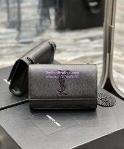 Replica YSL Saint Laurent Kate small chain bag in grain de poudre embossed leather 469390 Black All Black Replica YSL Saint Laurent Kate small chain bag in grain de poudre embossed leather 469390 Black All Black