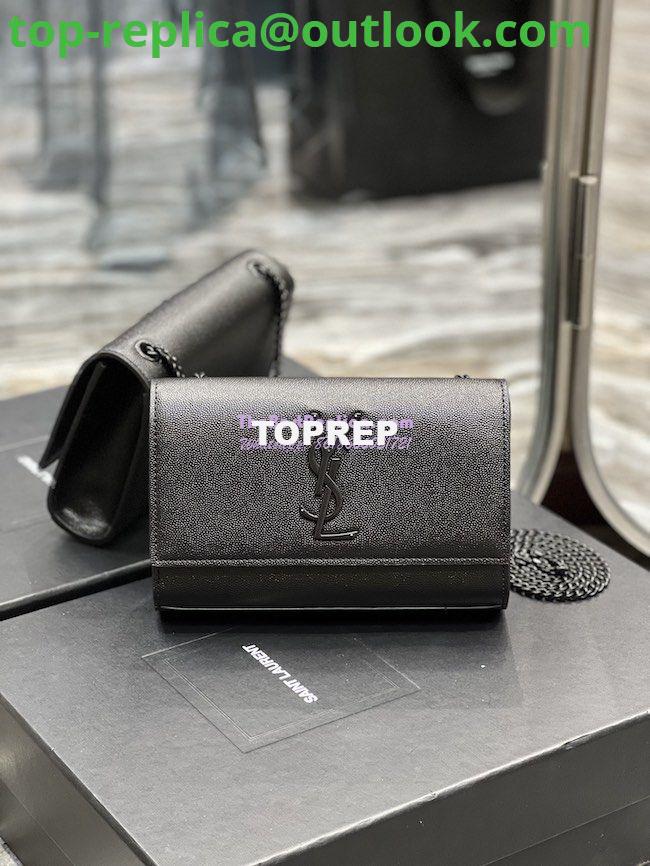 Replica YSL Saint Laurent Kate small chain bag in grain de poudre embossed leather 469390 Black All Black Replica YSL Saint Laurent Kate small chain bag in grain de poudre embossed leather 469390 Black All Black