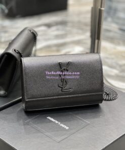 Replica YSL Saint Laurent Kate small chain bag in grain de poudre embossed leather 469390 Black All Black 2 Replica YSL Saint Laurent Kate small chain bag in grain de poudre embossed leather 469390 Black All Black 2